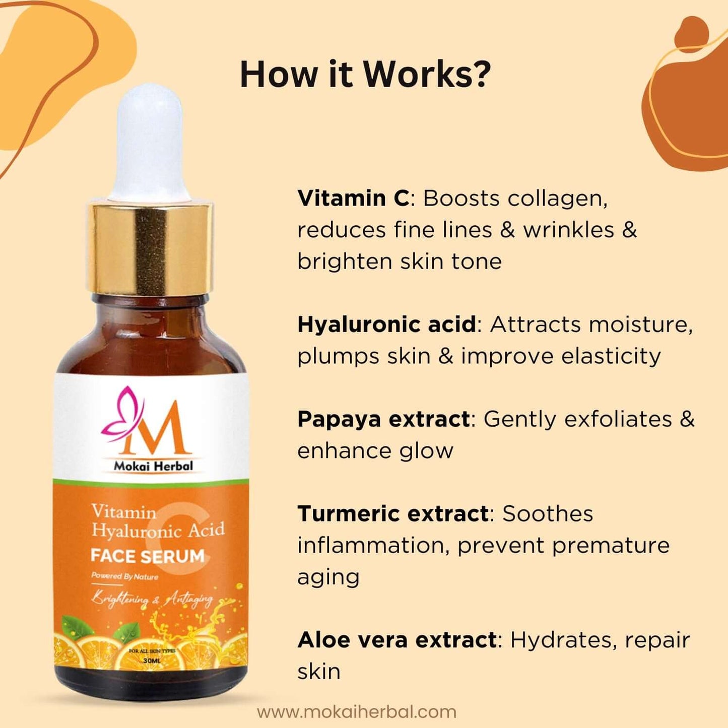 Natural Vitamin C & Hyaluronic Acid Face Serum (50% off)