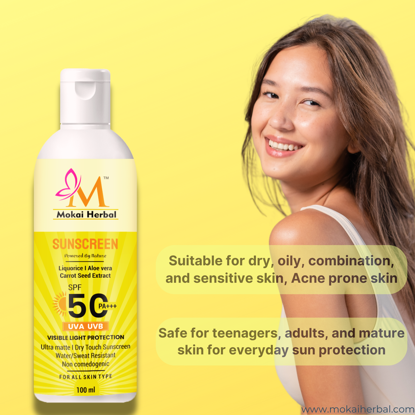 Natural Sunscreen SPF 50 PA+++ Ultra Matte & Dry Touch (50% off)