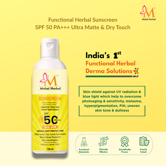 Mokai Herbal Liquorice, Carrot seeds' Functional Herbal Sunscreen SPF 50 PA+++ Ultra Matte & Dry Touch (30% off)